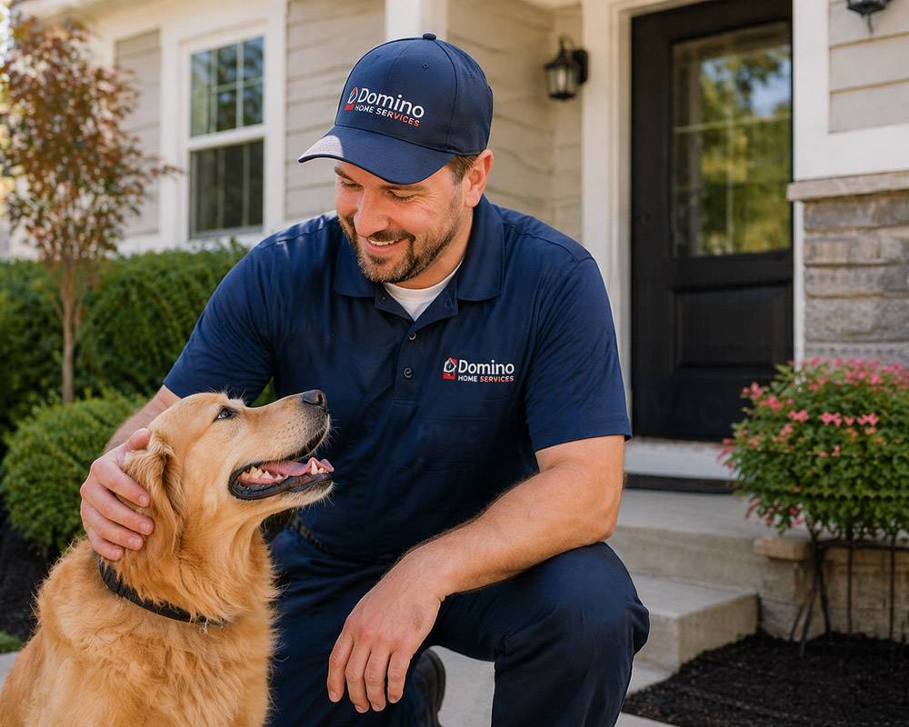 Friendly Domino Home Services water heater technician on Long Island